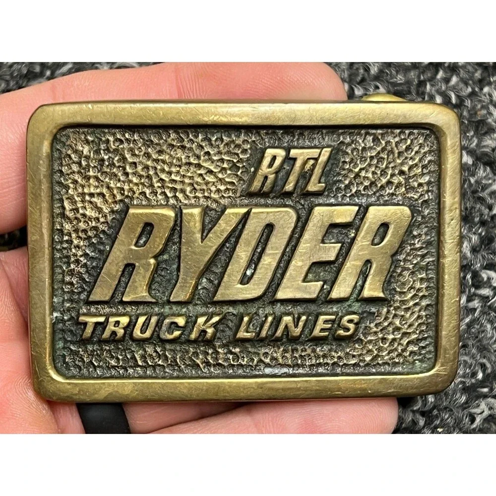 Ryder Truck Lines RTL Solid Brass Belt Buckle - Vintage BTS 1978